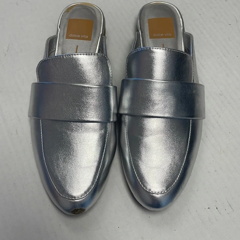 Dolce Vita silver slides